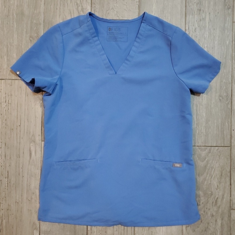 FIGS‎ Scrubs Casma 3 Pocket Top Women's Size Small Blue PO#1668